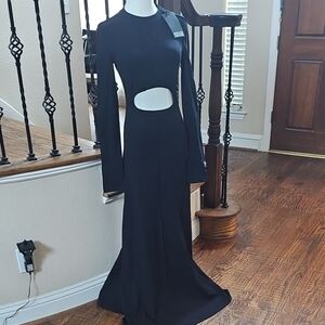 Versace Jeans Collection Black Long-Sleeve Cutout Maxi Dress NWT